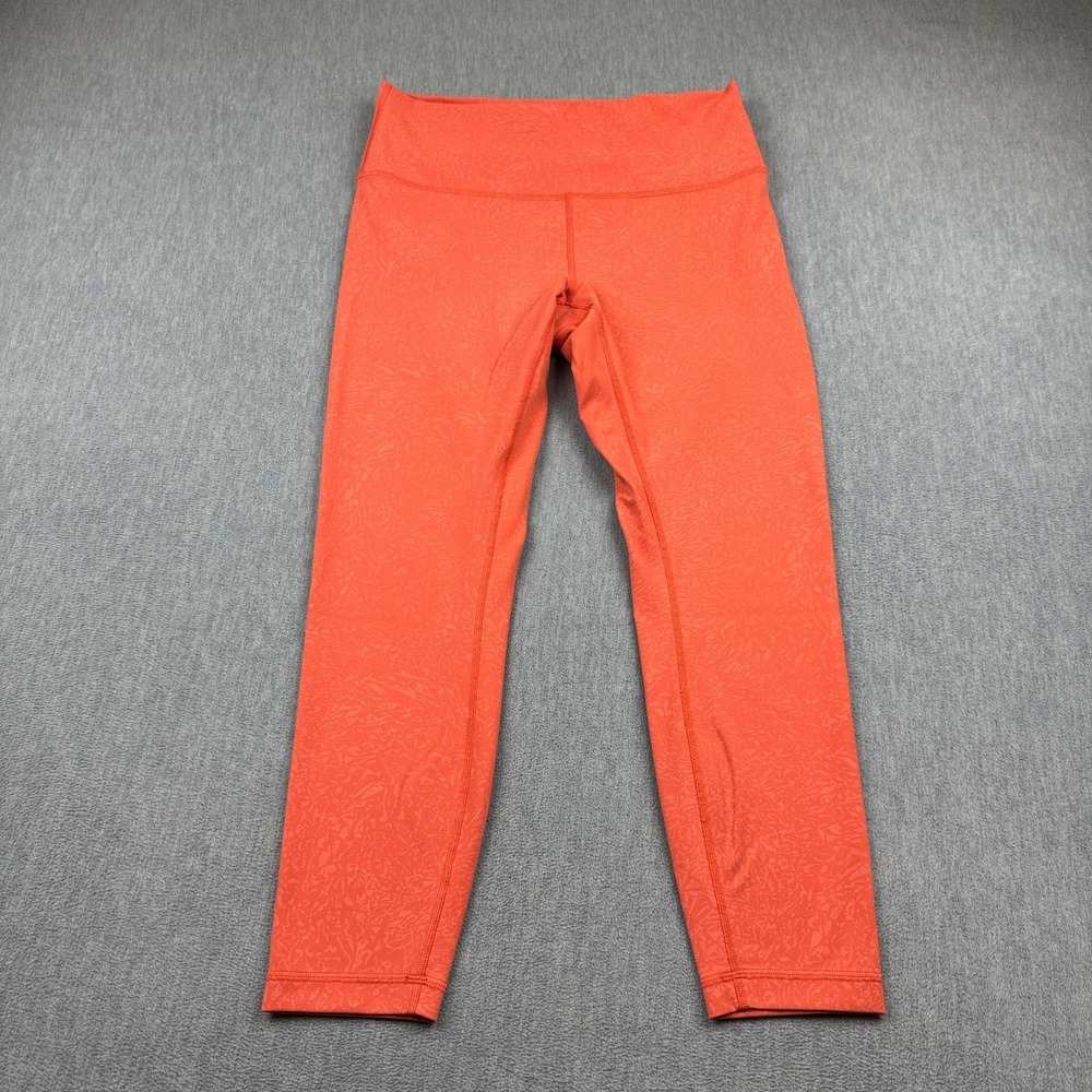 Lululemon Leggings Women 12 Orange Wunder Train High Rise Tight Yoga Workout Gym